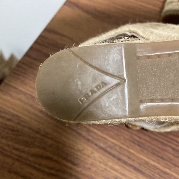 Prada Sport NWOT White Patent Leather Bow Cork Wedge Espadrille. Size 35.5. - Picture 11 of 11